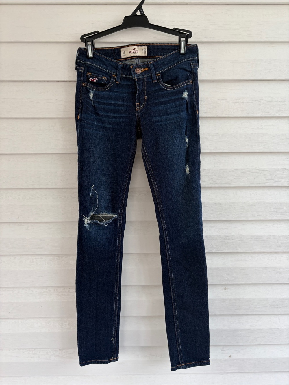 Hollister Dark Wash Distressed Skinny Jeans W24 L29 Size 0S Short